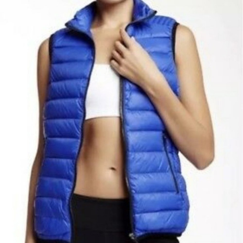 Fabletics Royal Blue/Black Joni Down-Filled Full Zip Puffer Vest - XS
